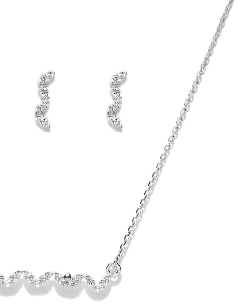 Carlton London 925 Sterling Silver Cz-Studded Jewellery Set With Silver-Plating : S121767NE-4