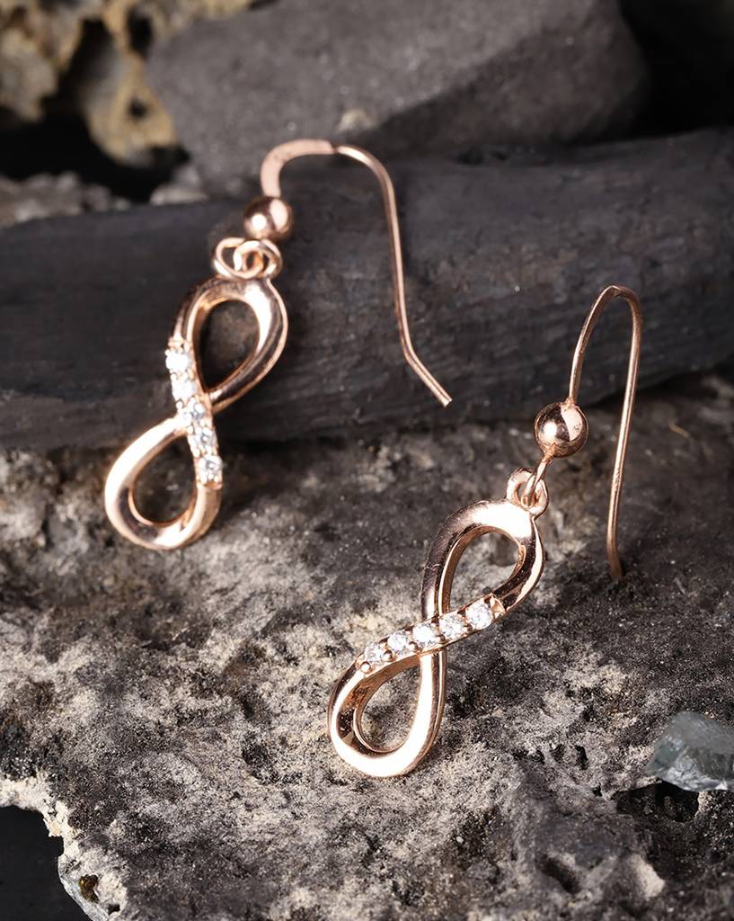 Carlton London Rose Gold-Plated 925 Sterling Silver Stone-Studded Drop Earrings : S122044E