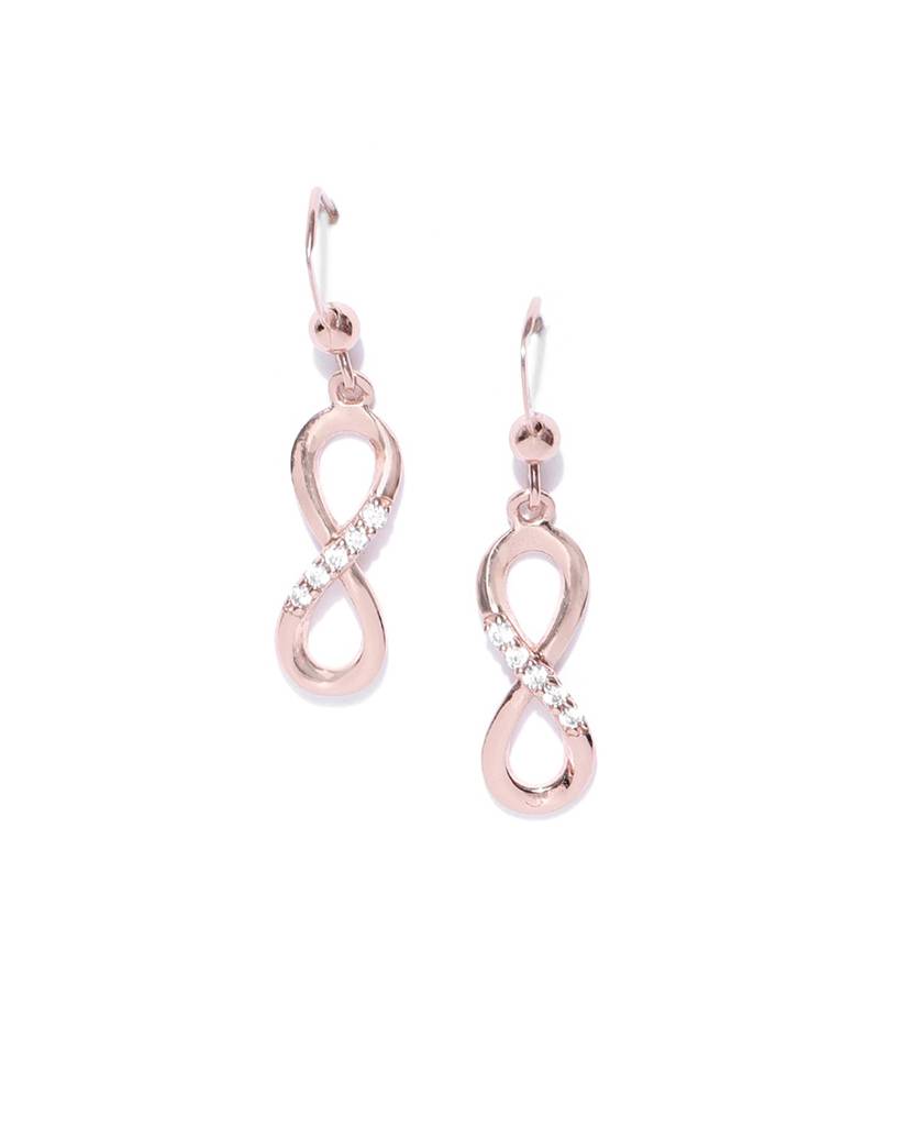 Carlton London Rose Gold-Plated 925 Sterling Silver Stone-Studded Drop Earrings : S122044E