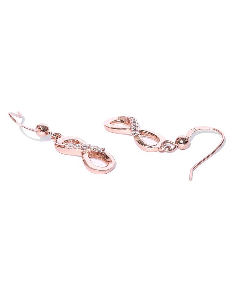 Carlton London Rose Gold-Plated 925 Sterling Silver Stone-Studded Drop Earrings : S122044E