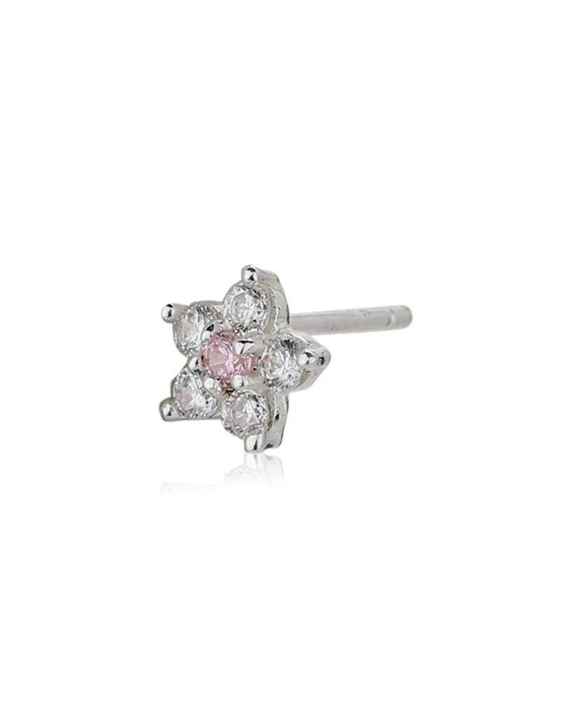 Carlton London Pink 925 Sterling Silver Stone-Studded Floral Studs : S122327E-1