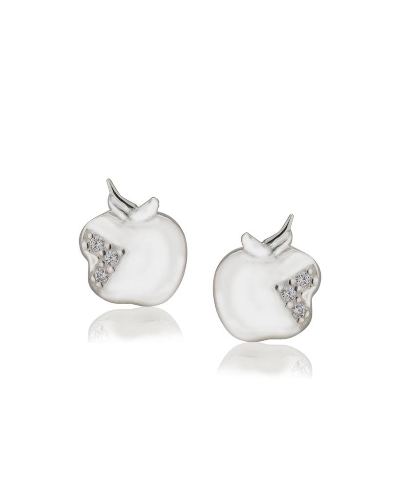 Carlton London Girls 925 Sterling Silver Cz Studded Contemporary Studs With Silver Plating : S122329E-1