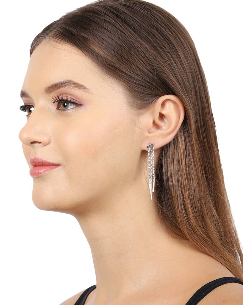 Carlton London 925 Sterling Silver Contemporary Drop Earrings : S124562E1