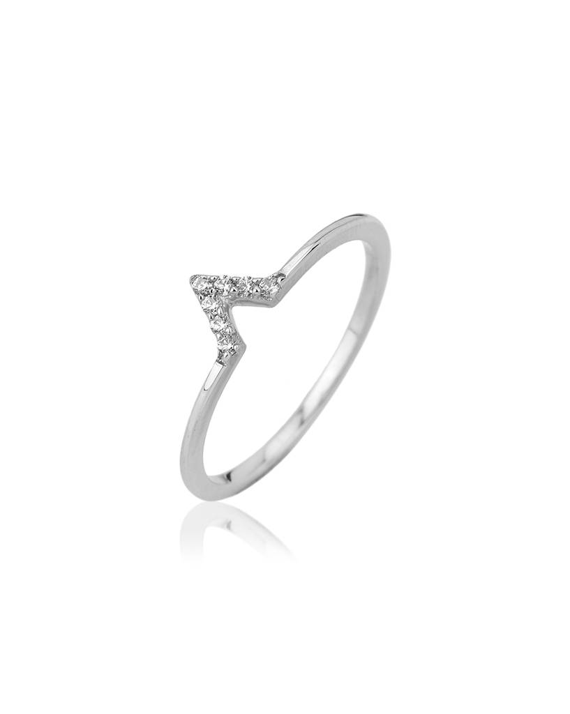 Carlton London 925 Sterling Silver-Women Rhodium-Plated V-Shaped Cz-Studded Finger Ring : S125658R-A-2