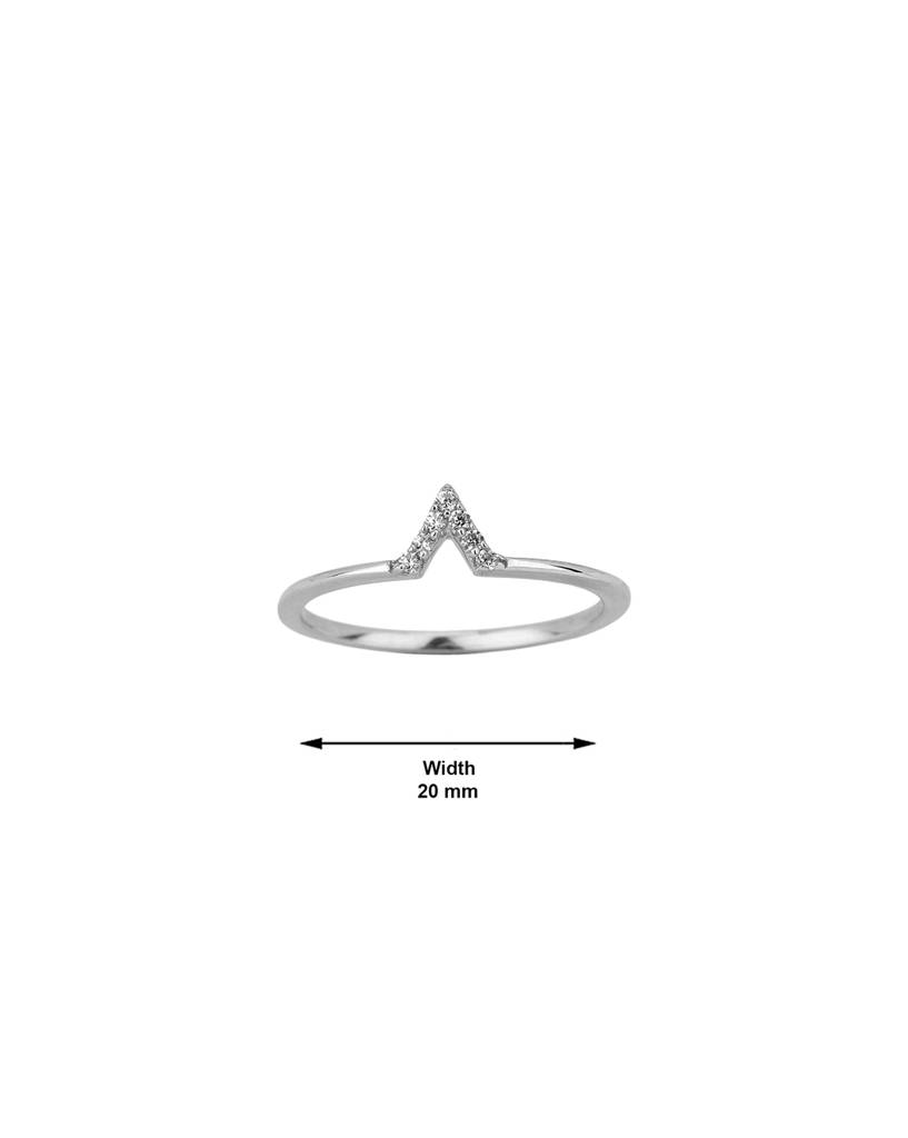 Carlton London 925 Sterling Silver-Women Rhodium-Plated V-Shaped Cz-Studded Finger Ring : S125658R-A-2