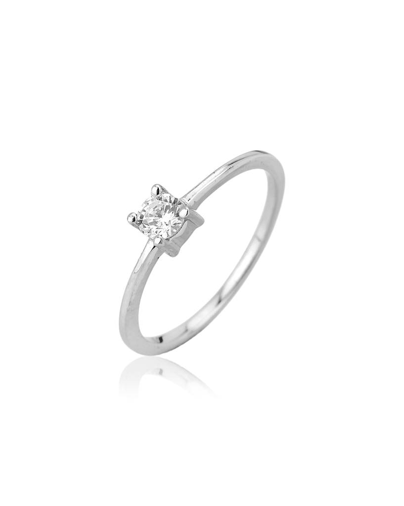 Carlton London, 925 Sterling Silver-Women Rhodium-Plated Cz Stone Studded Finger Ring : S125662R-2