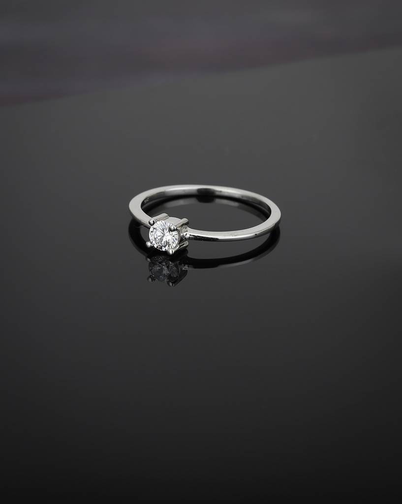 Carlton London, 925 Sterling Silver-Women Rhodium-Plated Cz Stone Studded Finger Ring : S125662R-2