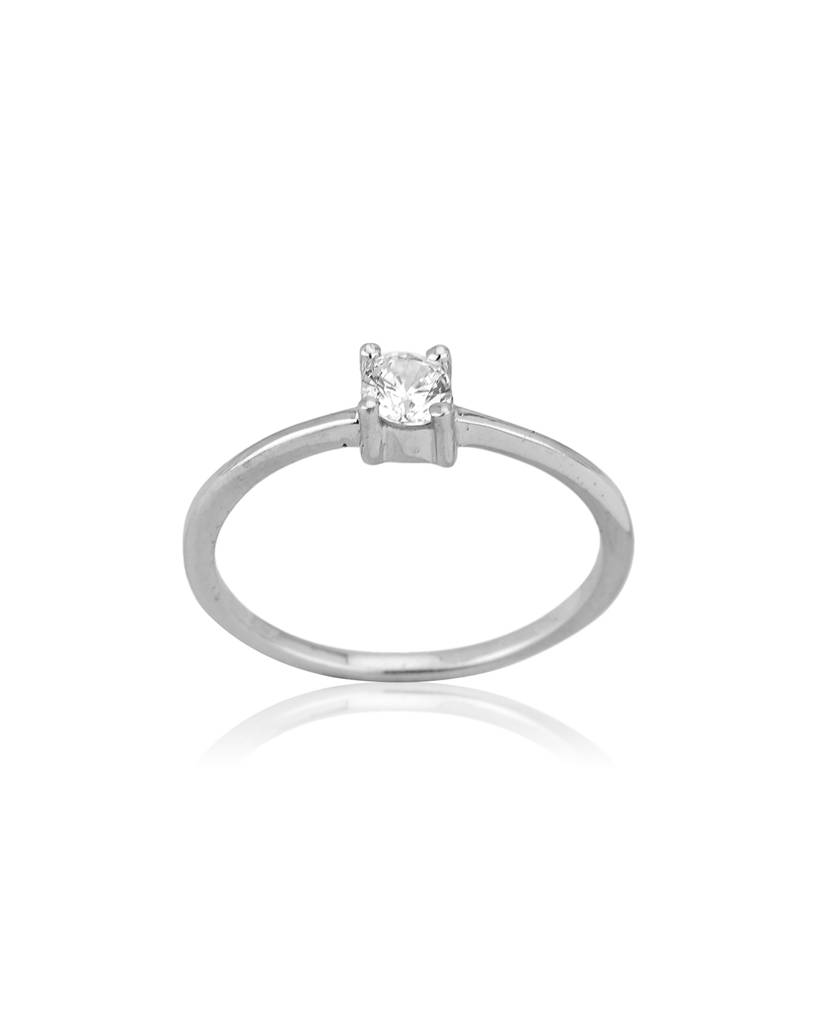 Carlton London, 925 Sterling Silver-Women Rhodium-Plated Cz Stone Studded Finger Ring : S125662R-2