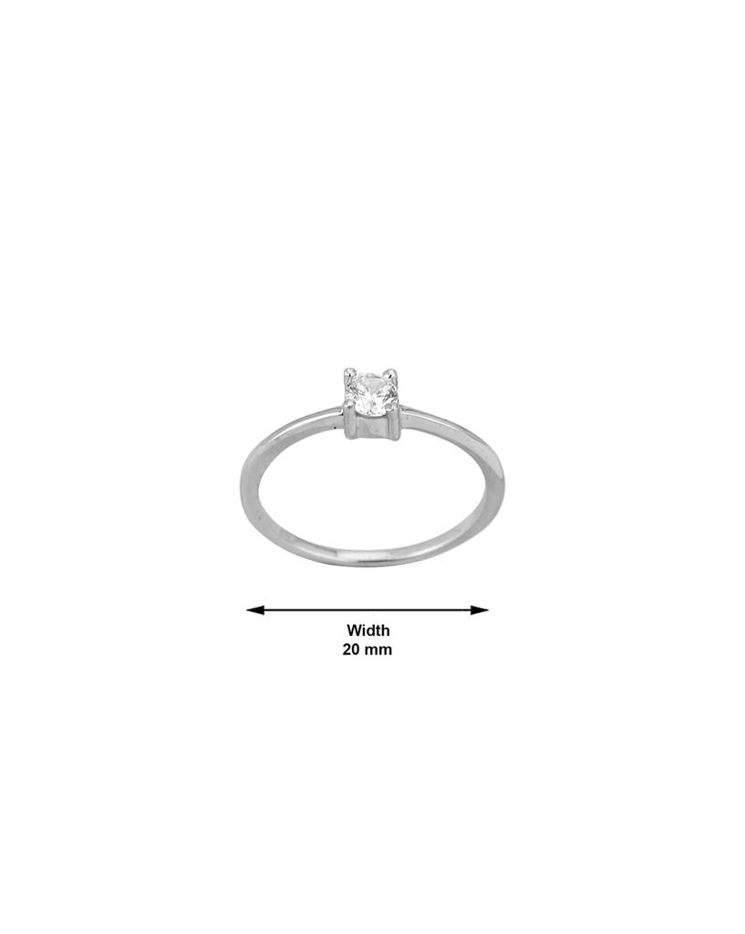 Carlton London, 925 Sterling Silver-Women Rhodium-Plated Cz Stone Studded Finger Ring : S125662R-2