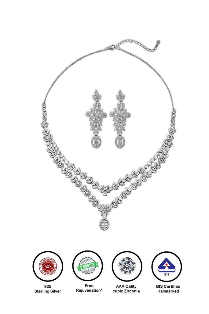 Silberry 925 Sterling Silver Majestic Necklace Set : S126
