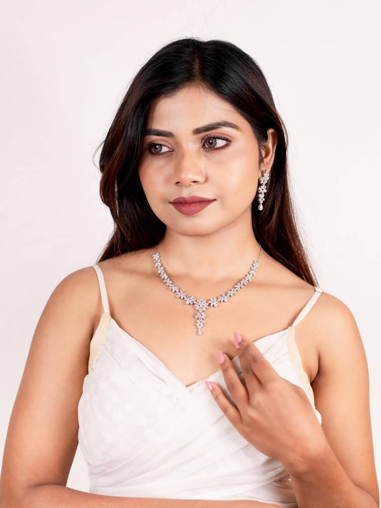 Silberry 925 Sterling Silver Royal Necklace Set : S131