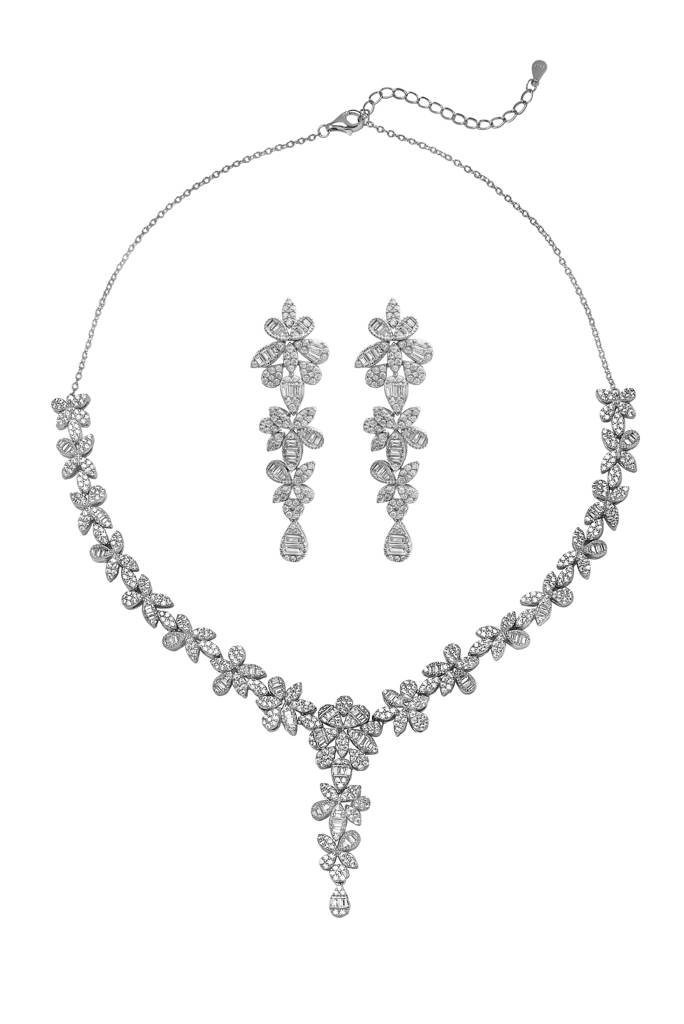 Silberry 925 Sterling Silver Royal Necklace Set : S131