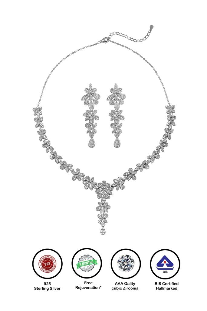 Silberry 925 Sterling Silver Royal Necklace Set : S131