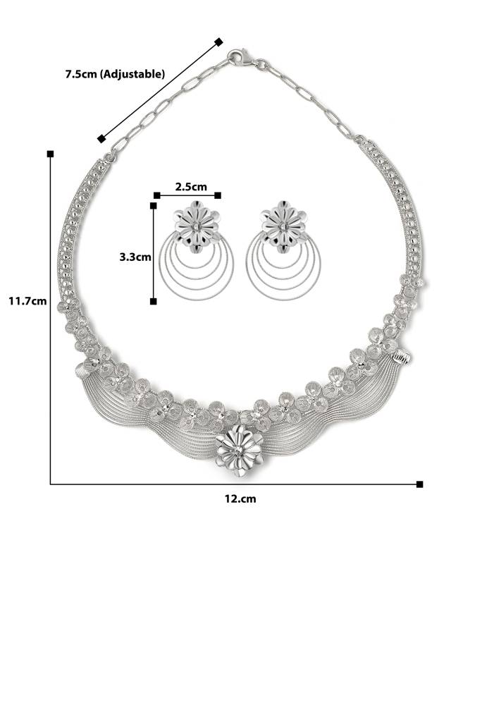 Silberry 925 Sterling Silver Jasmine Necklace Set : S133