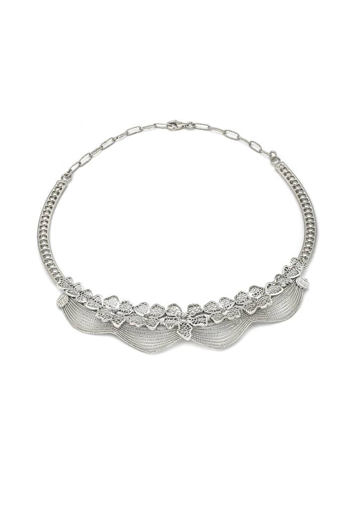 Silberry 925 Sterling Silver Camellia Necklace Set : S134
