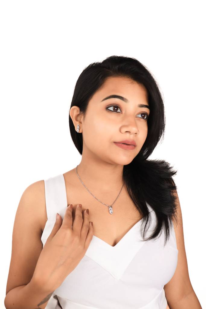 Silberry 925 Sterling Silver Ice Drop Pendant Set : S149