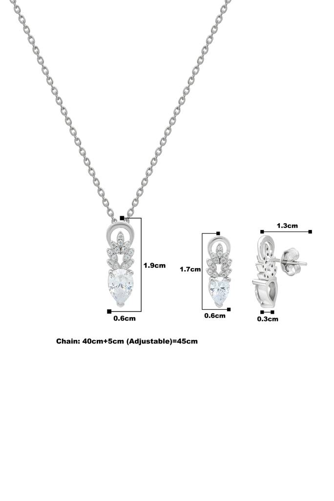 Silberry 925 Sterling Silver Ice Drop Pendant Set : S149