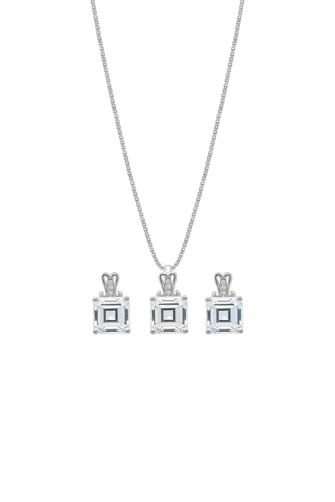 Silberry 925 Sterling Silver Cube Pendant Set With Box Chain : S153