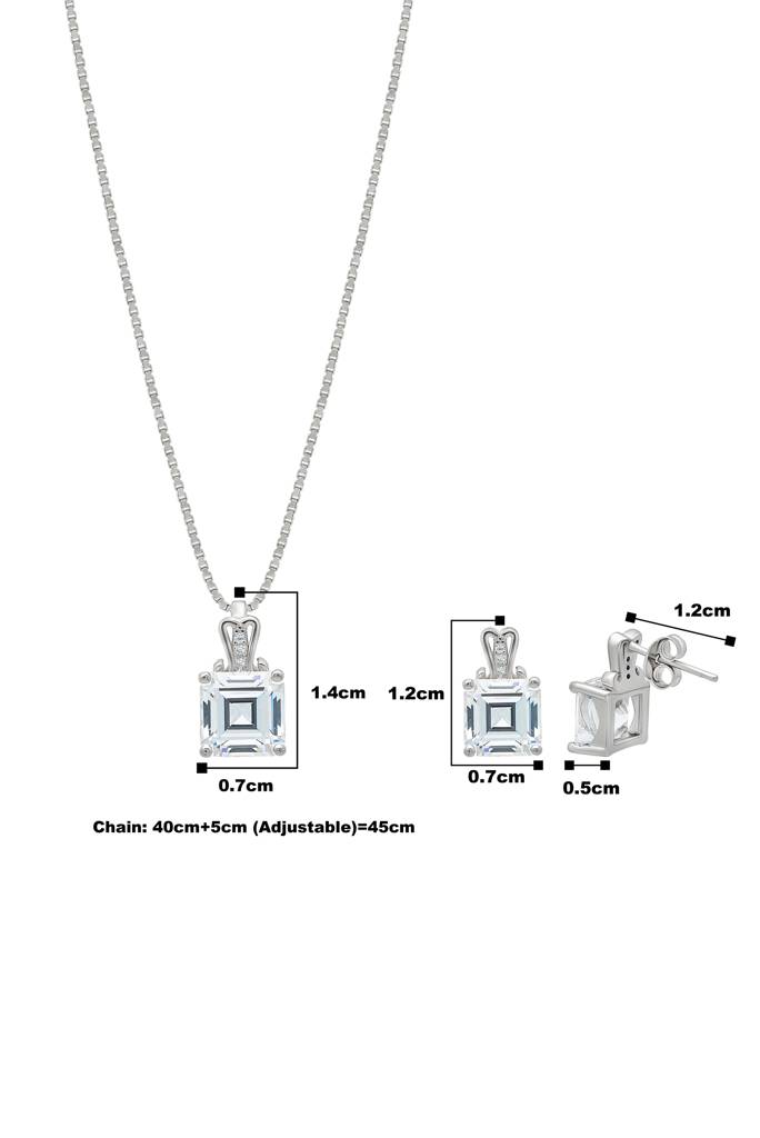 Silberry 925 Sterling Silver Cube Pendant Set With Box Chain : S153