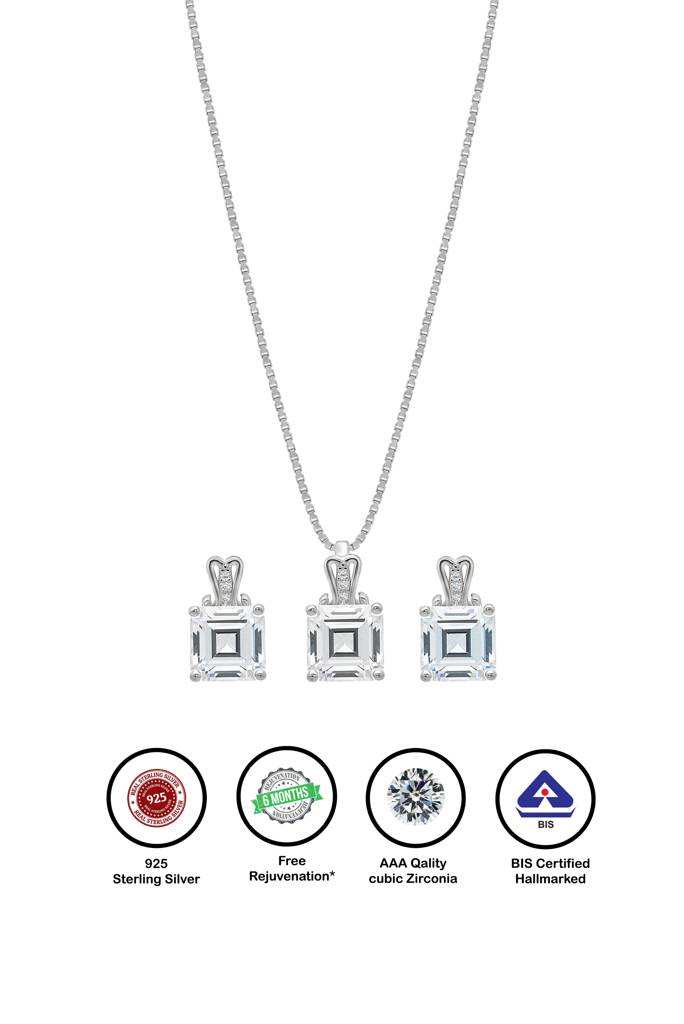 Silberry 925 Sterling Silver Cube Pendant Set With Box Chain : S153