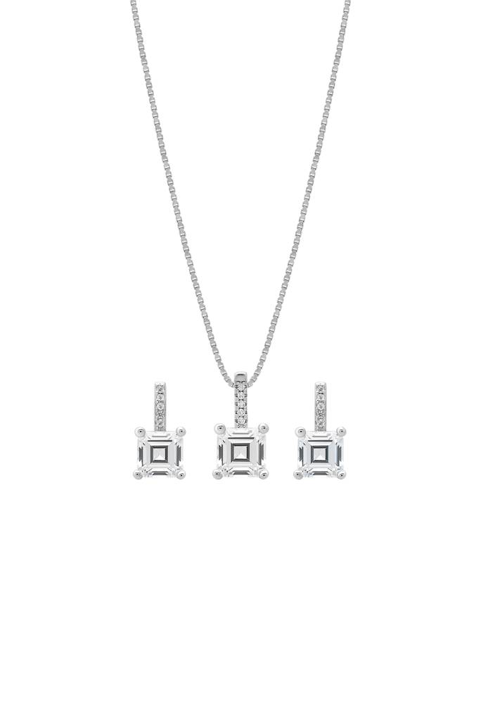 Silberry 925 Sterling Silver Mini Cube Pendant Set With Box Chain : S154