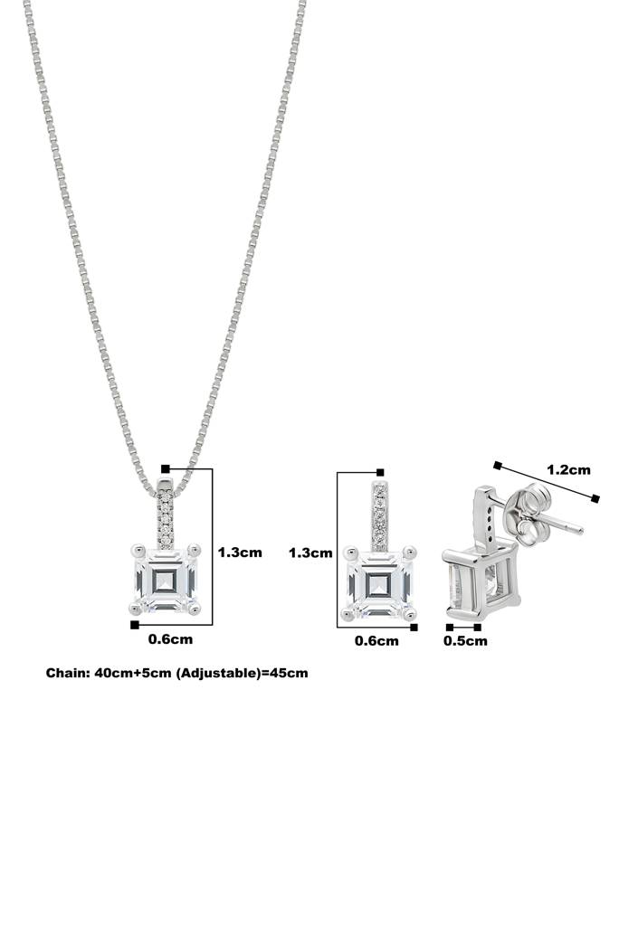 Silberry 925 Sterling Silver Mini Cube Pendant Set With Box Chain : S154