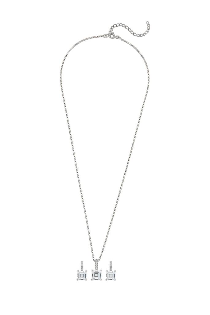 Silberry 925 Sterling Silver Mini Cube Pendant Set With Box Chain : S154