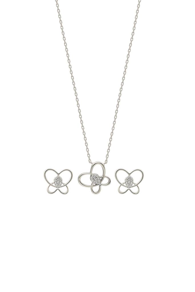 Silberry 925 Sterling Silver Delicate Butterfly Necklace Set : S195