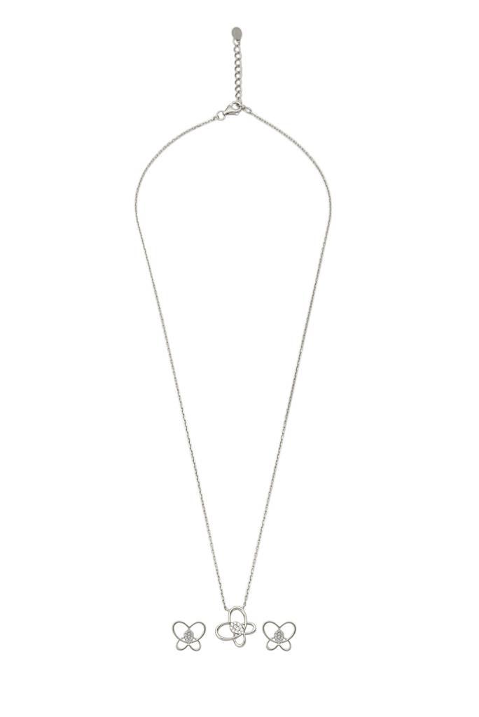 Silberry 925 Sterling Silver Delicate Butterfly Necklace Set : S195