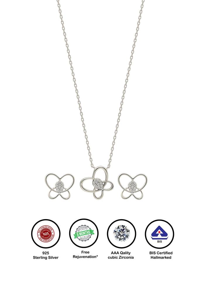 Silberry 925 Sterling Silver Delicate Butterfly Necklace Set : S195
