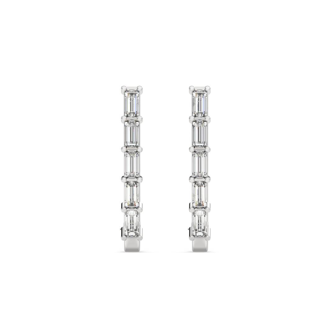 Classic Baguette Diamond Hoops : SFJ0924ER-046