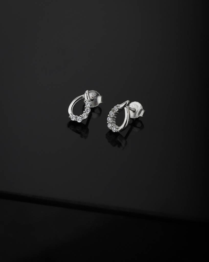 Carlton London 925 Sterling Silver Teardrop Shape Studs With Rhodium Plating : S512731E