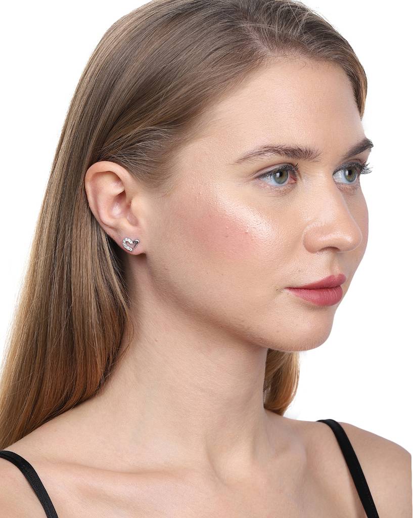 Carlton London 925 Sterling Silver Stone-Studs With Rhodium Plating : S512734E