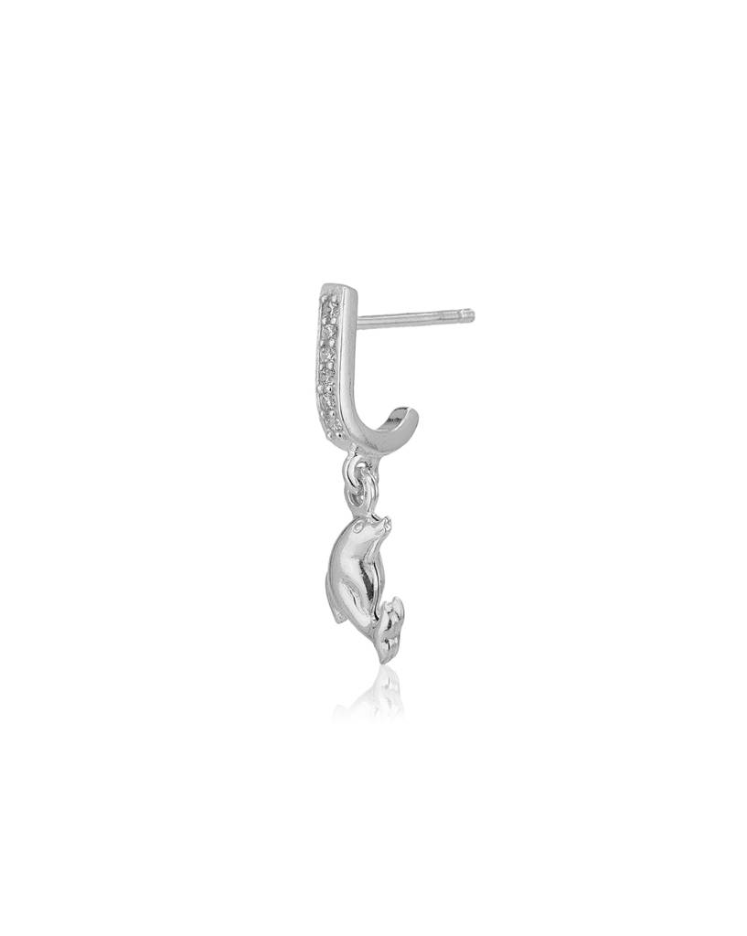 Carlton London 925 Sterling Silver- Rhodium Plated Cz-Studded Dolphin Shaped Drop Earrings : S528345E