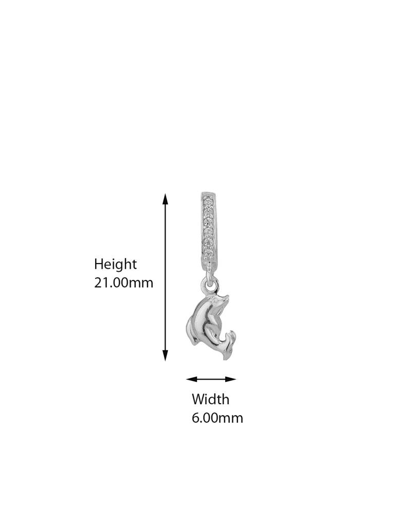 Carlton London 925 Sterling Silver- Rhodium Plated Cz-Studded Dolphin Shaped Drop Earrings : S528345E