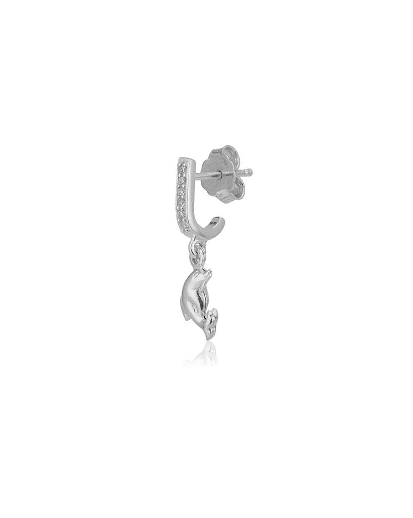 Carlton London 925 Sterling Silver- Rhodium Plated Cz-Studded Dolphin Shaped Drop Earrings : S528345E
