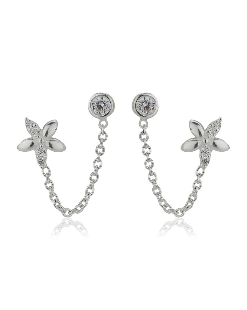 Carlton London 925 Sterling Silver Floral Connected Studs : S545805E-1