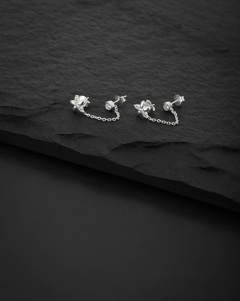 Carlton London 925 Sterling Silver Floral Connected Studs : S545805E-1