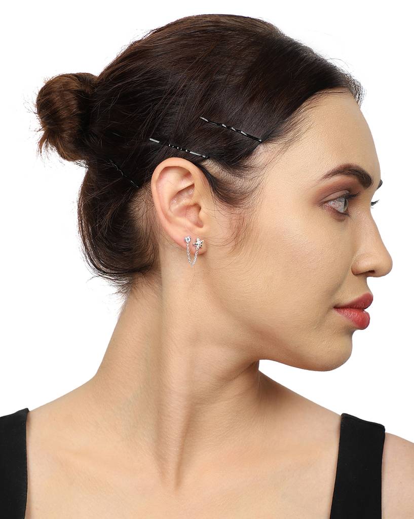 Carlton London 925 Sterling Silver Floral Connected Studs : S545805E-1