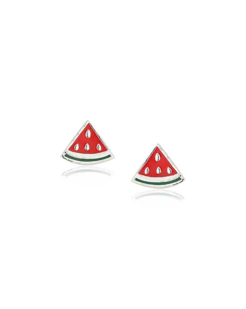 Carlton London 925 Sterling Silver-Red Rhodium Plated Enamelled Watermelon Shaped Studs : S550807E