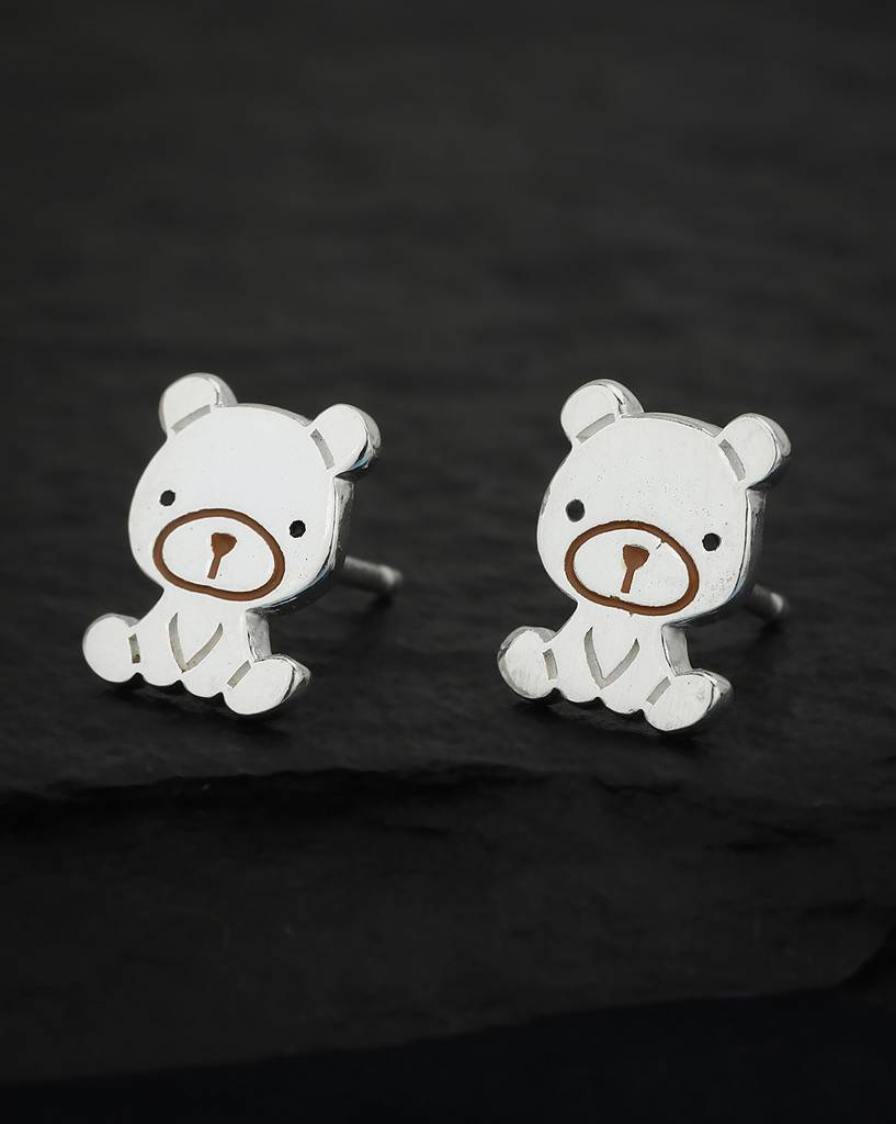 Carlton London 925 Sterling Silver Rhodium-Plated Enamelled Quirky Studs : S550816E