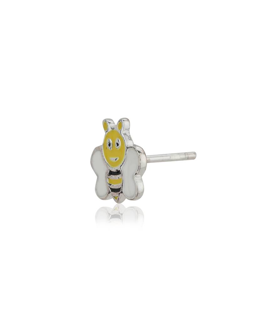 Carlton London 925Sterling Silver-Yellow & Off-White Rhodium Plated Enamelled Quirky Studs : S550818E