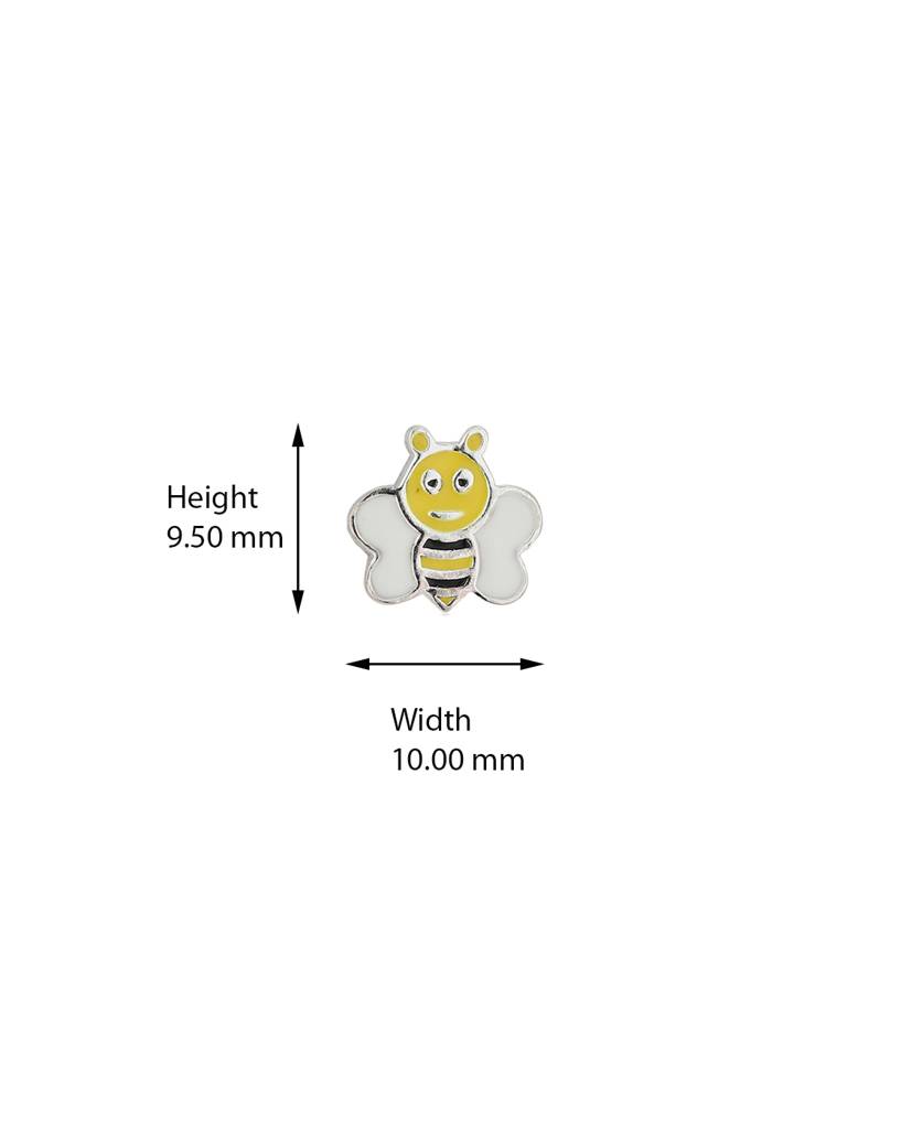 Carlton London 925Sterling Silver-Yellow & Off-White Rhodium Plated Enamelled Quirky Studs : S550818E