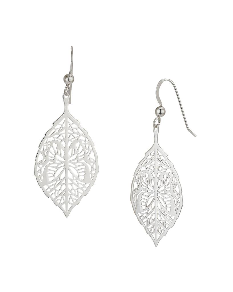 Carlton London 925 Sterling Silver Filigree Leaf Shaped Drop Earrings : S556313E2