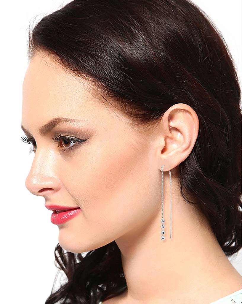 Carlton London 925 Sterling Silver Needle Drop Earrings : S584603E-1