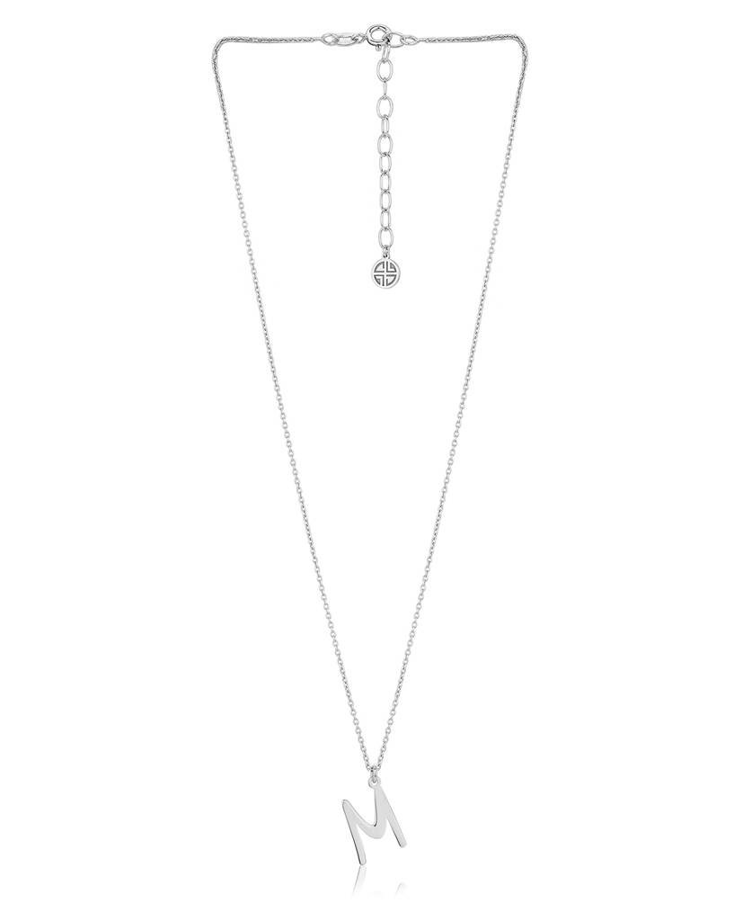 Carlton London 925 Sterling Silver- Rhodium-Plated M-Shaped Necklace : S613502N-M
