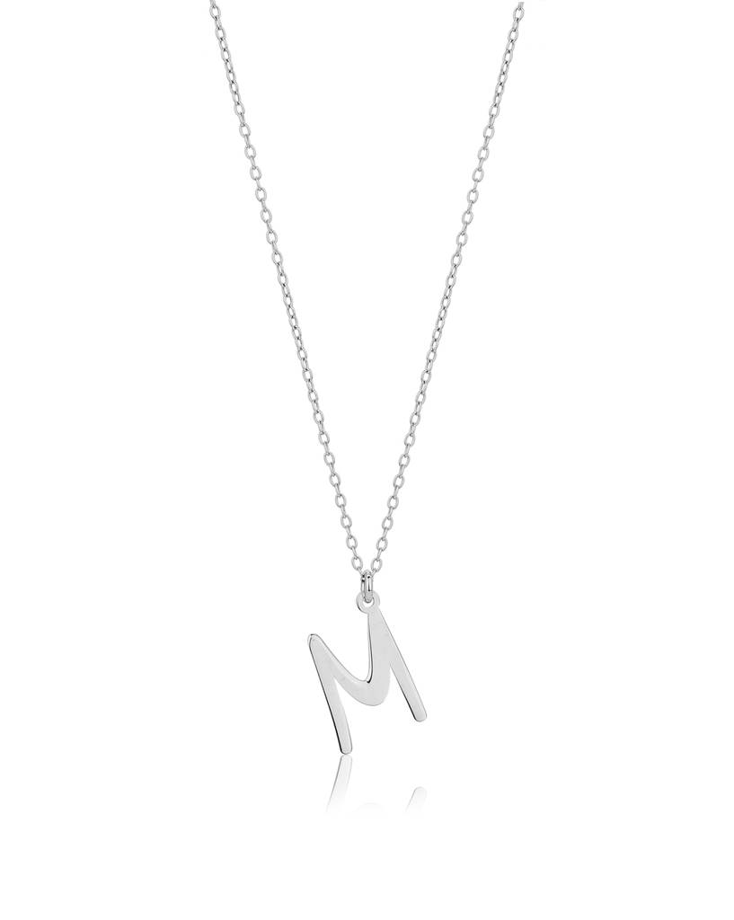 Carlton London 925 Sterling Silver- Rhodium-Plated M-Shaped Necklace : S613502N-M