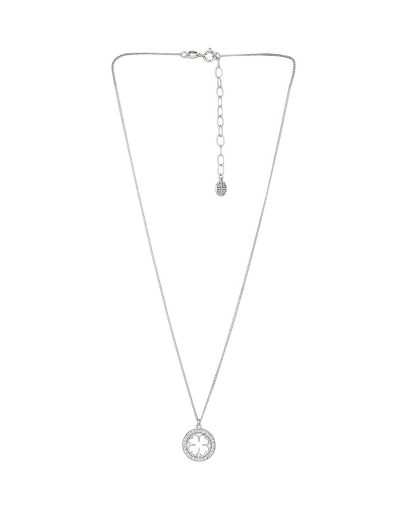 Carlton London 925 Sterling Silver- Rhodium-Plated Cubic Zirconia Studded Necklace : S630821N