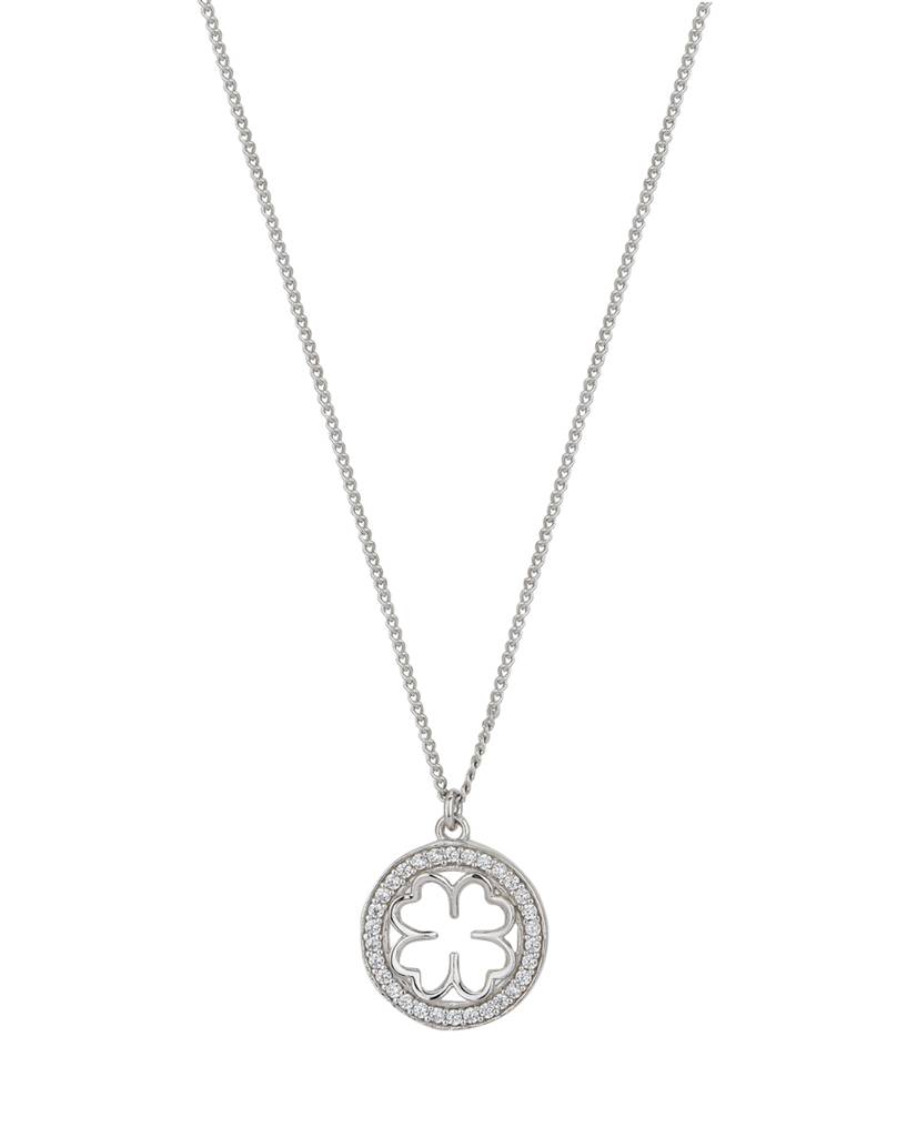 Carlton London 925 Sterling Silver- Rhodium-Plated Cubic Zirconia Studded Necklace : S630821N