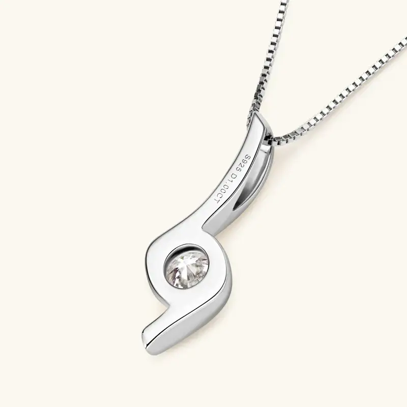 1 Ct Eternal Sway Silver Moissanite Pendant; Gra Certified; D Vvs1; Free Chain : RoundPendant_1ct